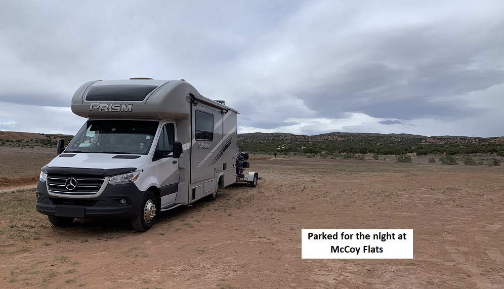 Coachmen Prism motorhome parked at McCoy Flats